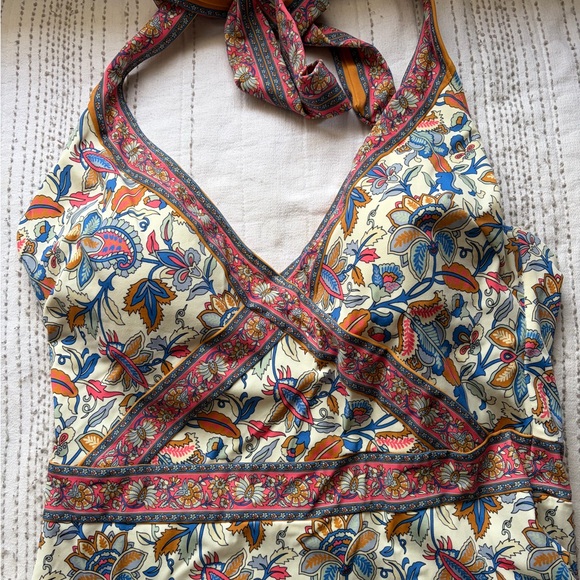 Porto V Neck BODEN Floral Halter One-Piece Swimsuit - Picture 2 of 4